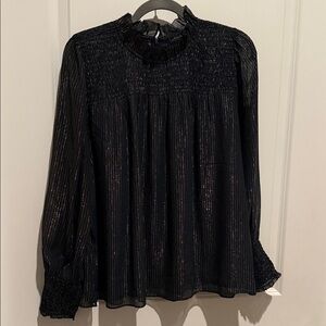 Ann Taylor navy blue Shimmer Blouse